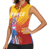 Personalised France Bicycle Racing Women Sleeveless Polo Shirt Sporty Style