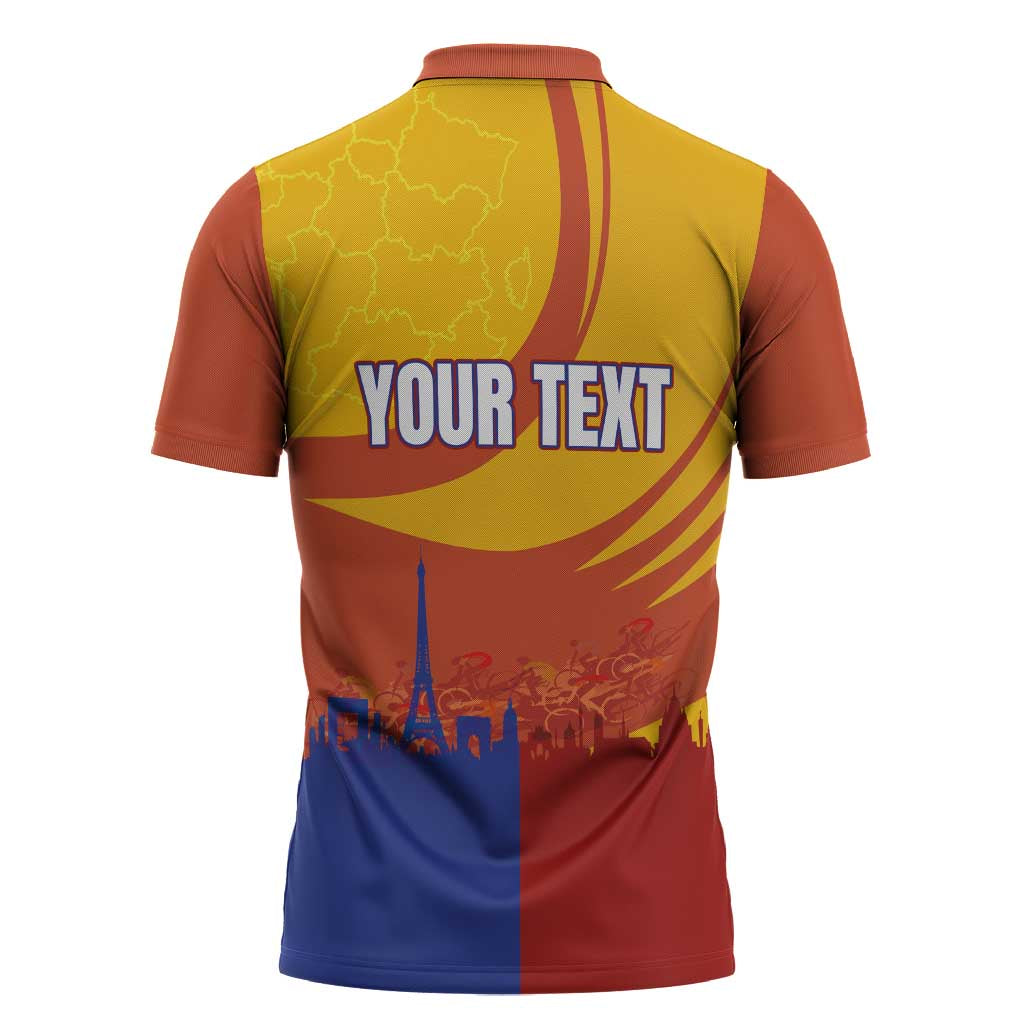 Personalised France Bicycle Racing Zipper Polo Shirt Sporty Style