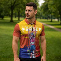 Personalised France Bicycle Racing Zipper Polo Shirt Sporty Style