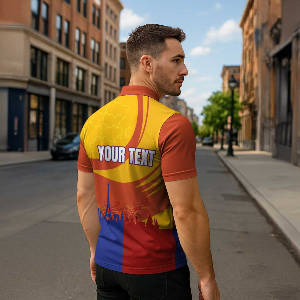 Personalised France Bicycle Racing Zipper Polo Shirt Sporty Style