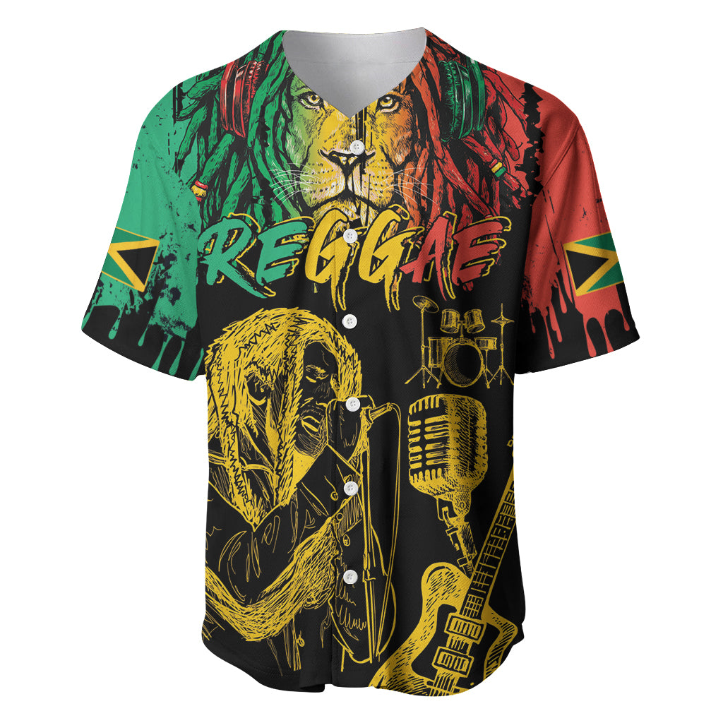 International Reggae Day Baseball Jersey Rastafarian Lion and B-Marley Passion - Wonder Print Shop