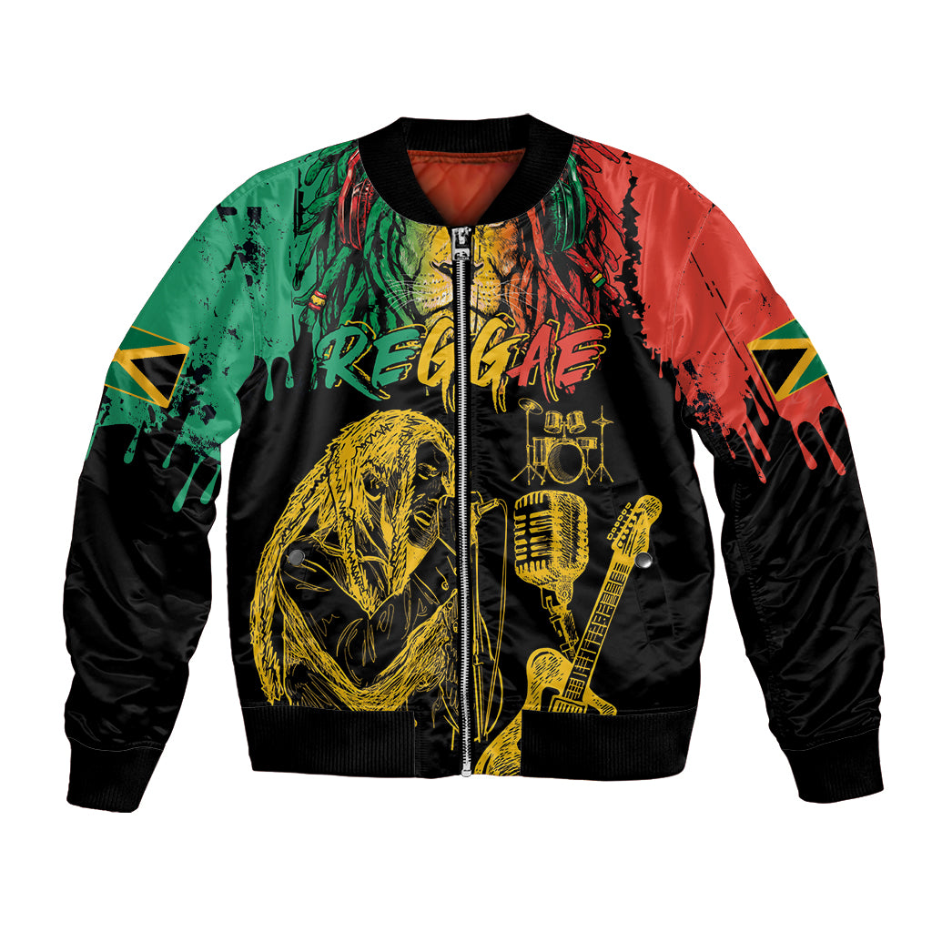 International Reggae Day Bomber Jacket Rastafarian Lion and B-Marley Passion - Wonder Print Shop