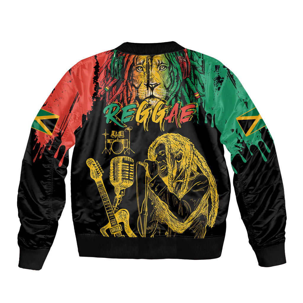 International Reggae Day Bomber Jacket Rastafarian Lion and B-Marley Passion - Wonder Print Shop