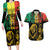 International Reggae Day Couples Matching Long Sleeve Bodycon Dress and Hawaiian Shirt Rastafarian Lion and B-Marley Passion - Wonder Print Shop