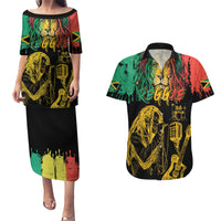 International Reggae Day Couples Matching Puletasi and Hawaiian Shirt Rastafarian Lion and B-Marley Passion - Wonder Print Shop