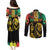 International Reggae Day Couples Matching Puletasi and Long Sleeve Button Shirt Rastafarian Lion and B-Marley Passion - Wonder Print Shop
