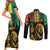 International Reggae Day Couples Matching Short Sleeve Bodycon Dress and Long Sleeve Button Shirt Rastafarian Lion and B-Marley Passion - Wonder Print Shop