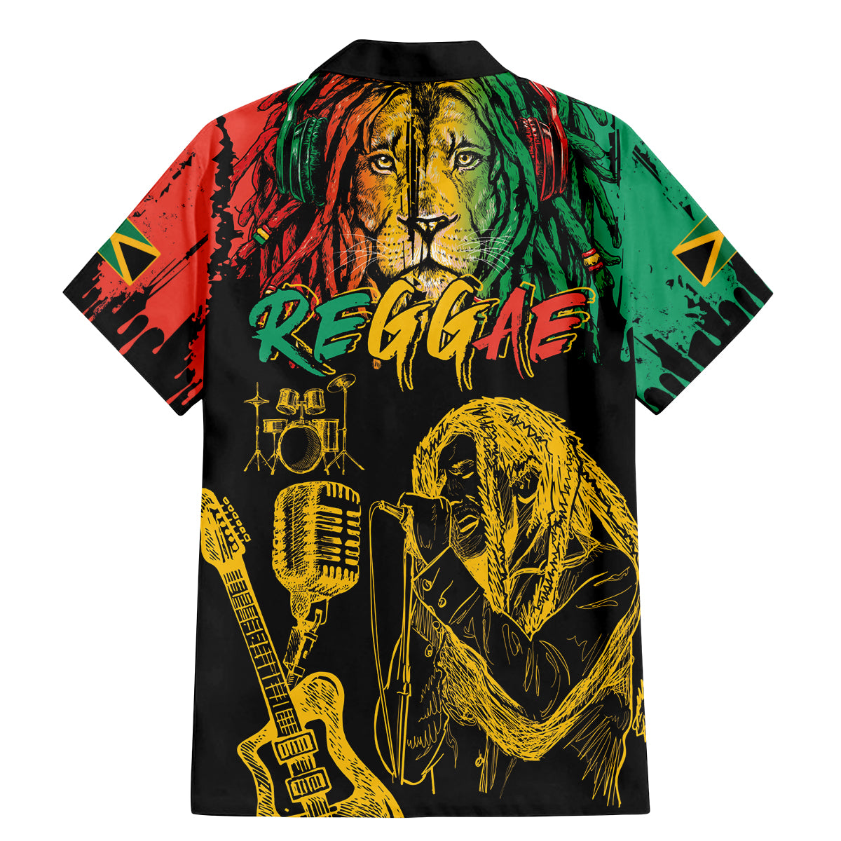 International Reggae Day Family Matching Mermaid Dress and Hawaiian Shirt Rastafarian Lion and B-Marley Passion - Wonder Print Shop