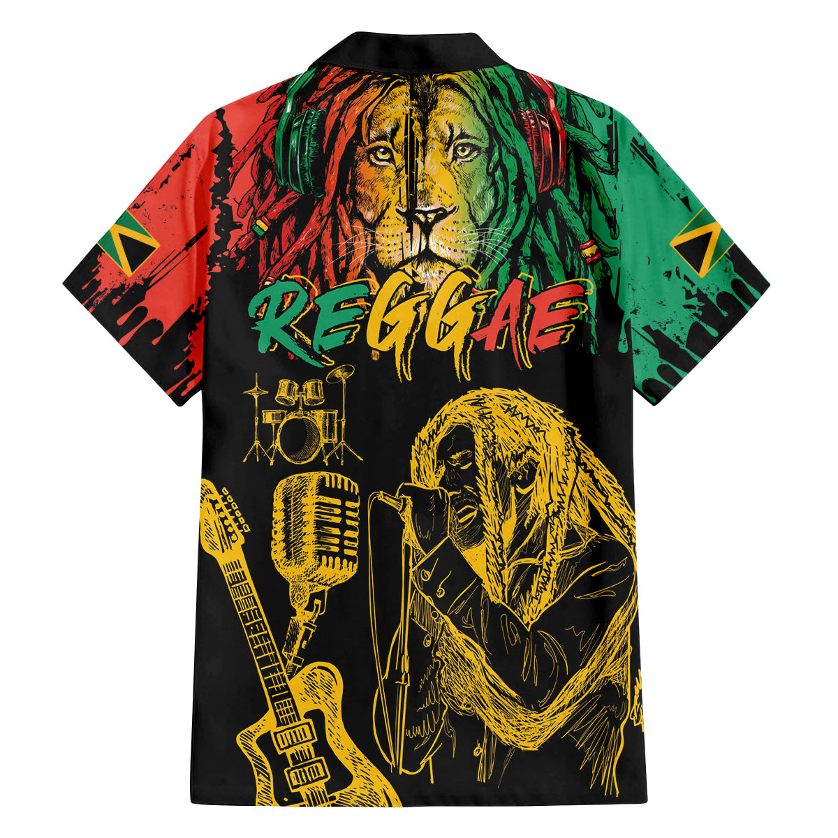 International Reggae Day Family Matching Off The Shoulder Long Sleeve Dress and Hawaiian Shirt Rastafarian Lion and B-Marley Passion - Wonder Print Shop