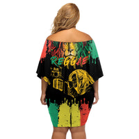 International Reggae Day Family Matching Off Shoulder Short Dress and Hawaiian Shirt Rastafarian Lion and B-Marley Passion - Wonder Print Shop