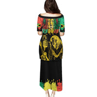 International Reggae Day Family Matching Puletasi and Hawaiian Shirt Rastafarian Lion and B-Marley Passion - Wonder Print Shop