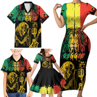 International Reggae Day Family Matching Short Sleeve Bodycon Dress and Hawaiian Shirt Rastafarian Lion and B-Marley Passion - Wonder Print Shop