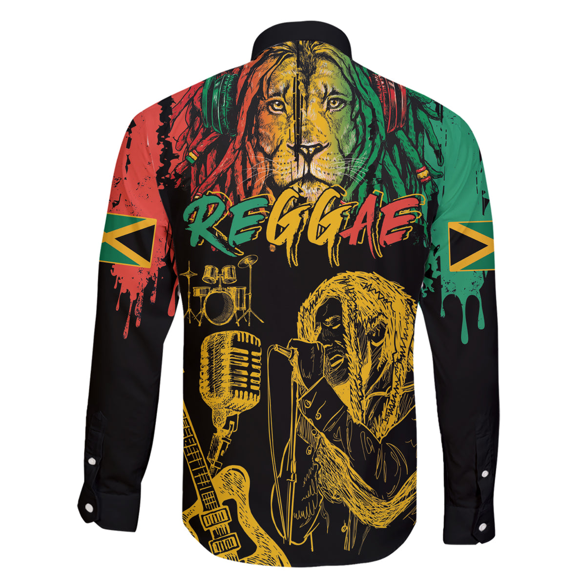 International Reggae Day Family Matching Short Sleeve Bodycon Dress and Hawaiian Shirt Rastafarian Lion and B-Marley Passion - Wonder Print Shop