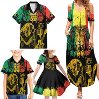 International Reggae Day Family Matching Summer Maxi Dress and Hawaiian Shirt Rastafarian Lion and B-Marley Passion - Wonder Print Shop