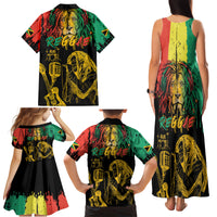 International Reggae Day Family Matching Tank Maxi Dress and Hawaiian Shirt Rastafarian Lion and B-Marley Passion - Wonder Print Shop