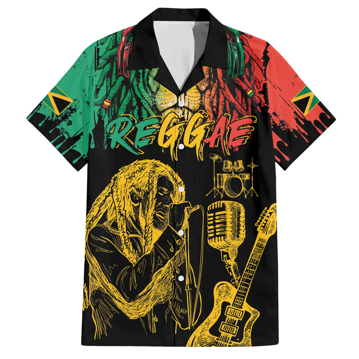 International Reggae Day Hawaiian Shirt Rastafarian Lion and B-Marley Passion - Wonder Print Shop
