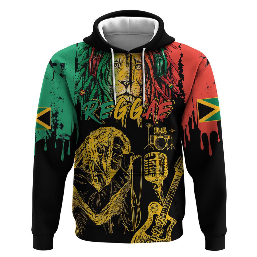 International Reggae Day Hoodie Rastafarian Lion and B-Marley Passion - Wonder Print Shop