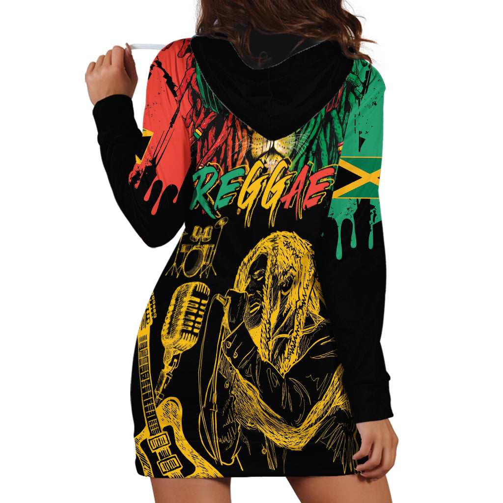 International Reggae Day Hoodie Dress Rastafarian Lion and B-Marley Passion - Wonder Print Shop
