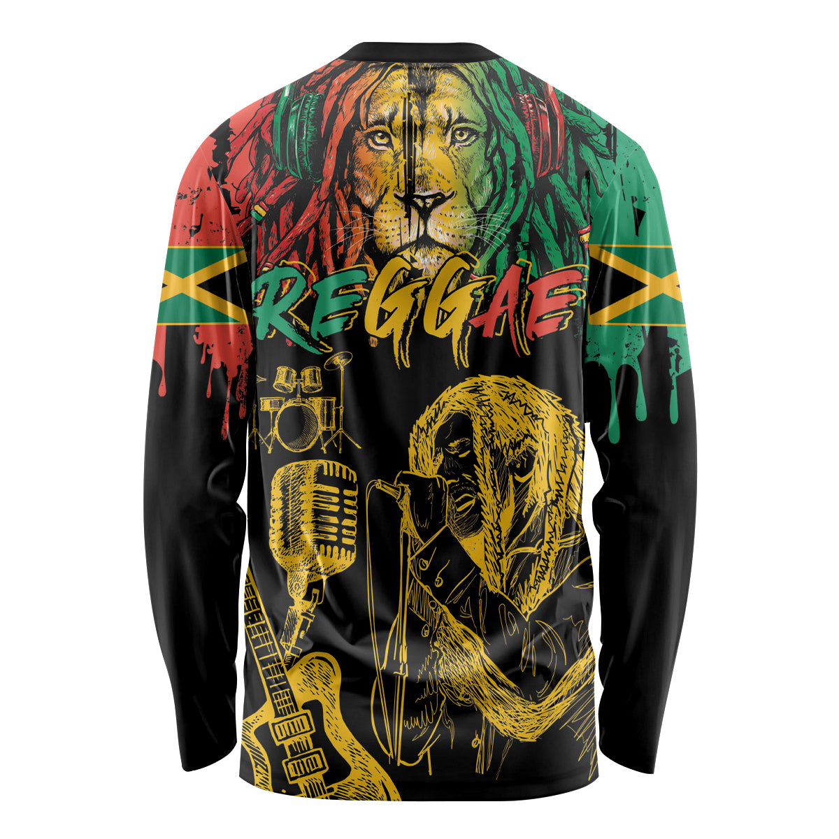 International Reggae Day Long Sleeve Shirt Rastafarian Lion and B-Marley Passion - Wonder Print Shop
