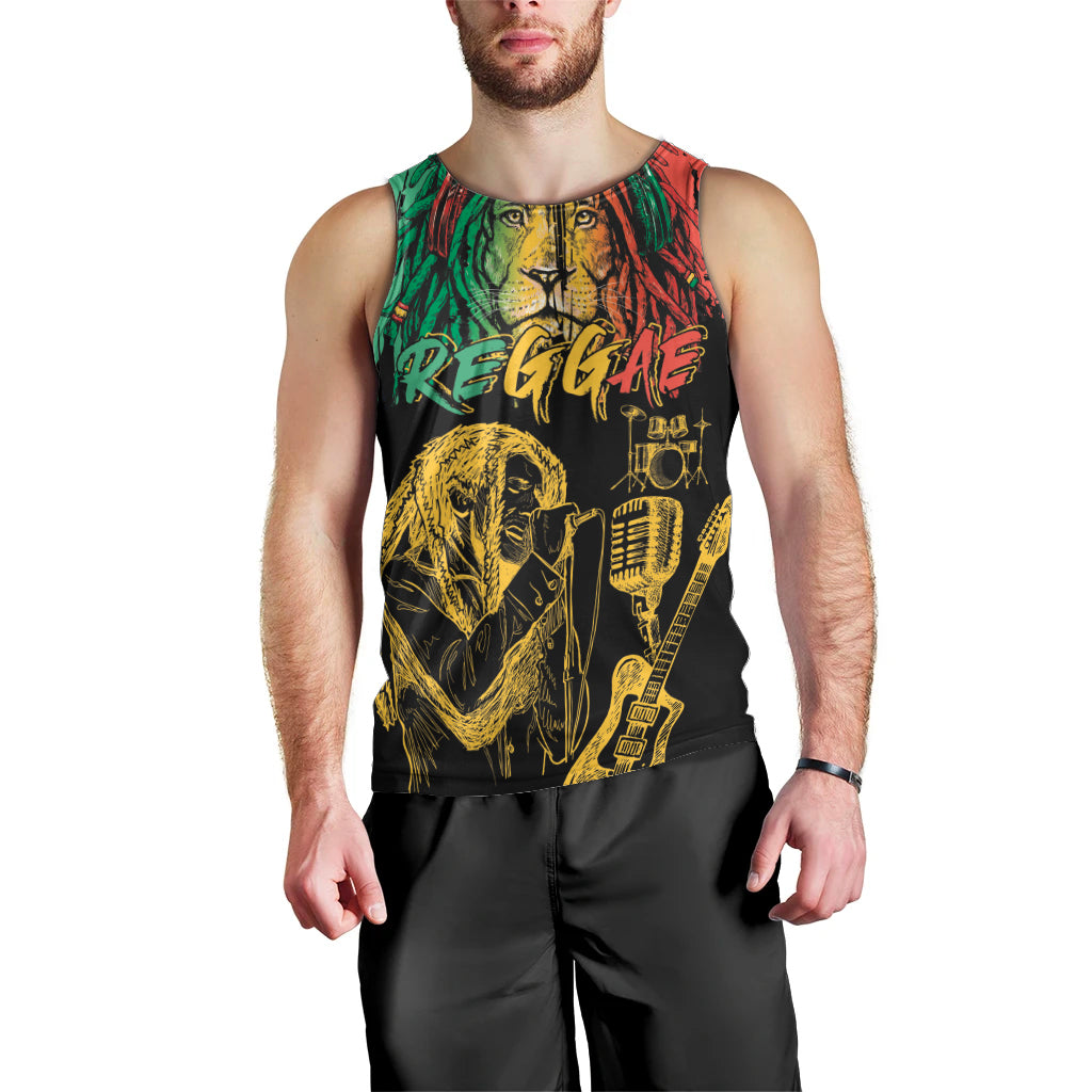 International Reggae Day Men Tank Top Rastafarian Lion and B-Marley Passion - Wonder Print Shop