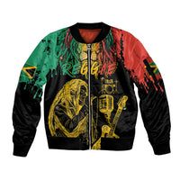 International Reggae Day Sleeve Zip Bomber Jacket Rastafarian Lion and B-Marley Passion - Wonder Print Shop