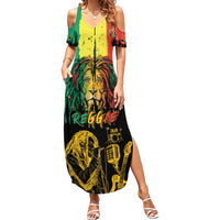 International Reggae Day Summer Maxi Dress Rastafarian Lion and B-Marley Passion - Wonder Print Shop