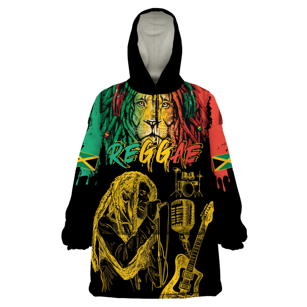 International Reggae Day Wearable Blanket Hoodie Rastafarian Lion and B-Marley Passion