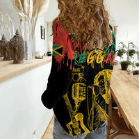 International Reggae Day Women Casual Shirt Rastafarian Lion and B-Marley Passion - Wonder Print Shop