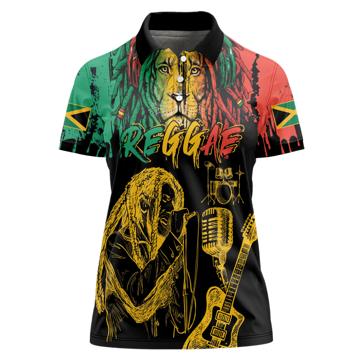 International Reggae Day Women Polo Shirt Rastafarian Lion and B-Marley Passion - Wonder Print Shop