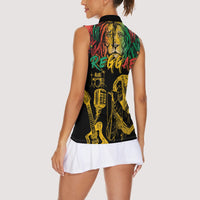 International Reggae Day Women Sleeveless Polo Shirt Rastafarian Lion and B-Marley Passion - Wonder Print Shop