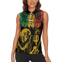 International Reggae Day Women Sleeveless Polo Shirt Rastafarian Lion and B-Marley Passion - Wonder Print Shop
