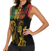 International Reggae Day Women Sleeveless Polo Shirt Rastafarian Lion and B-Marley Passion - Wonder Print Shop