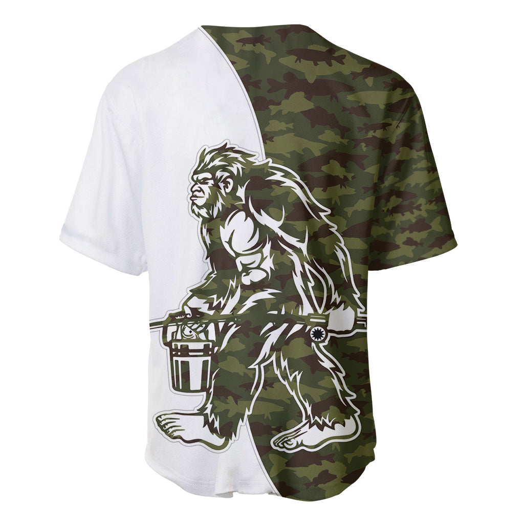 Funny Bigfoot Green Military Texture Fish Baseball Jersey - Wonder Print Shop