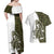Funny Bigfoot Green Military Texture Fish Couples Matching Off Shoulder Maxi Dress and Hawaiian Shirt - Wonder Print Shop