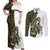 Funny Bigfoot Green Military Texture Fish Couples Matching Off Shoulder Maxi Dress and Long Sleeve Button Shirt - Wonder Print Shop