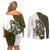 Funny Bigfoot Green Military Texture Fish Couples Matching Off Shoulder Short Dress and Long Sleeve Button Shirt - Wonder Print Shop