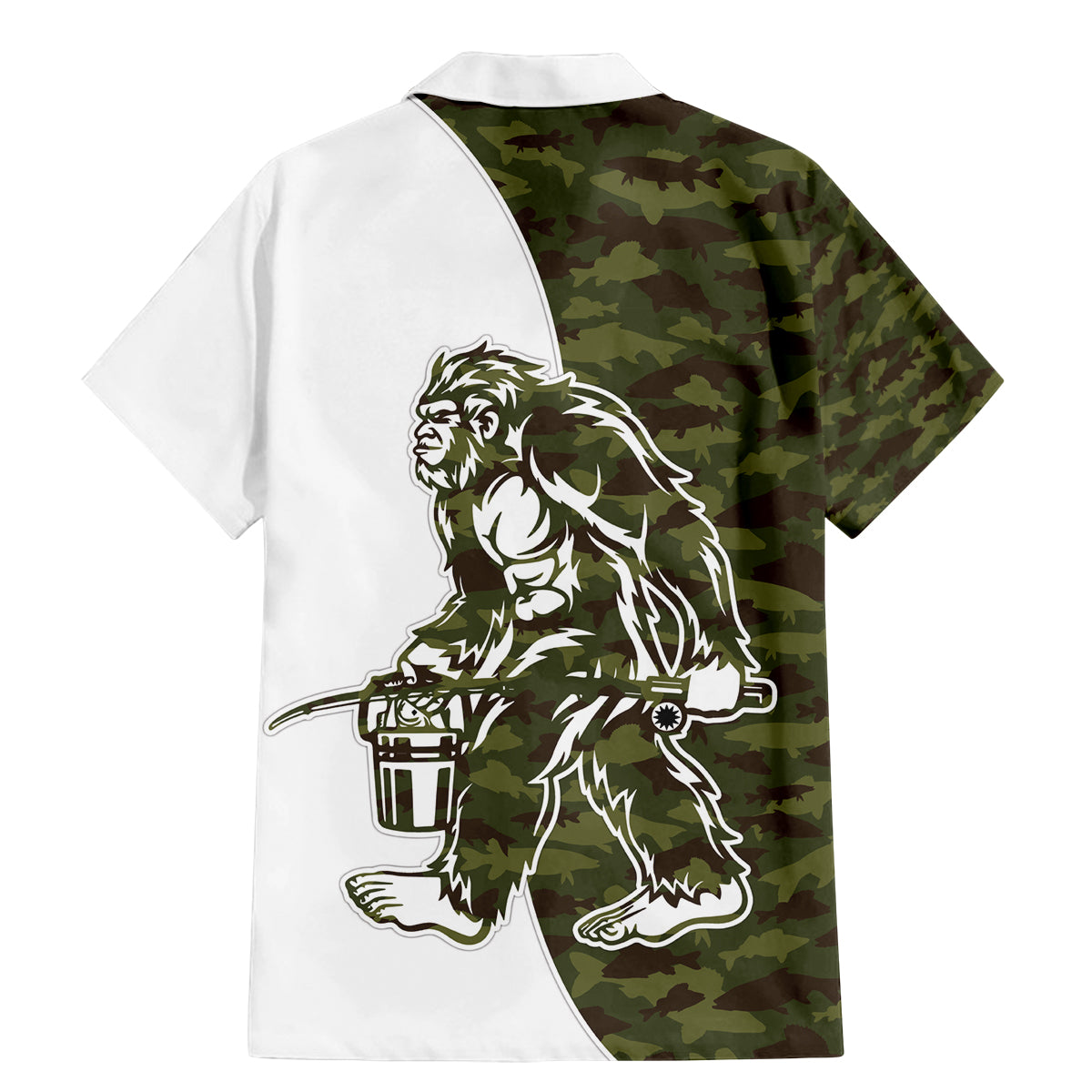 Funny Bigfoot Green Military Texture Fish Family Matching Mermaid Dress and Hawaiian Shirt - Wonder Print Shop