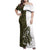 Funny Bigfoot Green Military Texture Fish Family Matching Off Shoulder Maxi Dress and Hawaiian Shirt - Wonder Print Shop