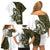 Funny Bigfoot Green Military Texture Fish Family Matching Off Shoulder Short Dress and Hawaiian Shirt - Wonder Print Shop