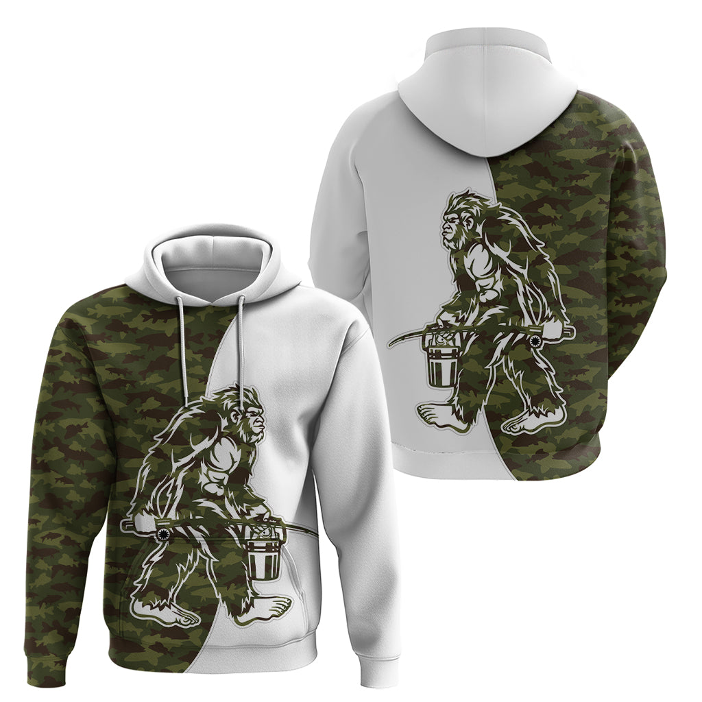 Funny Bigfoot Green Military Texture Fish Hoodie - Wonder Print Shop