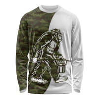 Funny Bigfoot Green Military Texture Fish Long Sleeve Shirt - Wonder Print Shop
