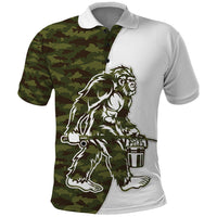 Funny Bigfoot Green Military Texture Fish Polo Shirt - Wonder Print Shop