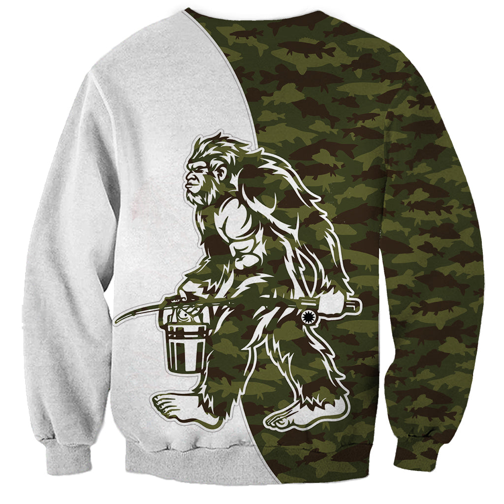 Funny Bigfoot Green Military Texture Fish Sweatshirt - Wonder Print Shop