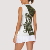 Funny Bigfoot Green Military Texture Fish Women Sleeveless Polo Shirt - Wonder Print Shop