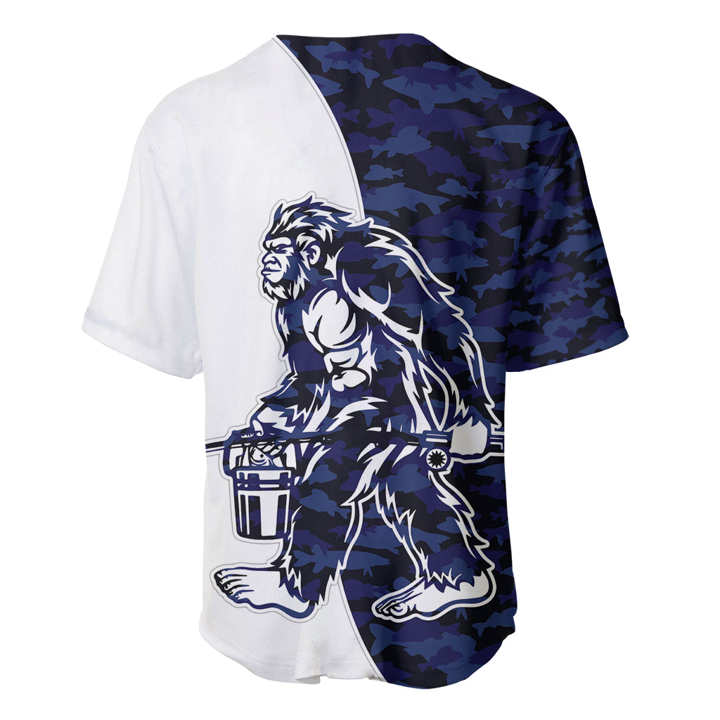 Funny Bigfoot Blue Military Texture Fish Baseball Jersey - Wonder Print Shop