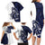 Funny Bigfoot Blue Military Texture Fish Family Matching Long Sleeve Bodycon Dress and Hawaiian Shirt - Wonder Print Shop