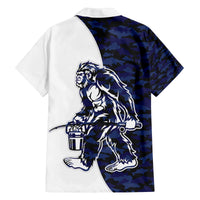 Funny Bigfoot Blue Military Texture Fish Family Matching Puletasi and Hawaiian Shirt - Wonder Print Shop