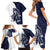 Funny Bigfoot Blue Military Texture Fish Family Matching Short Sleeve Bodycon Dress and Hawaiian Shirt - Wonder Print Shop