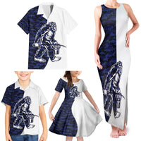 Funny Bigfoot Blue Military Texture Fish Family Matching Tank Maxi Dress and Hawaiian Shirt - Wonder Print Shop