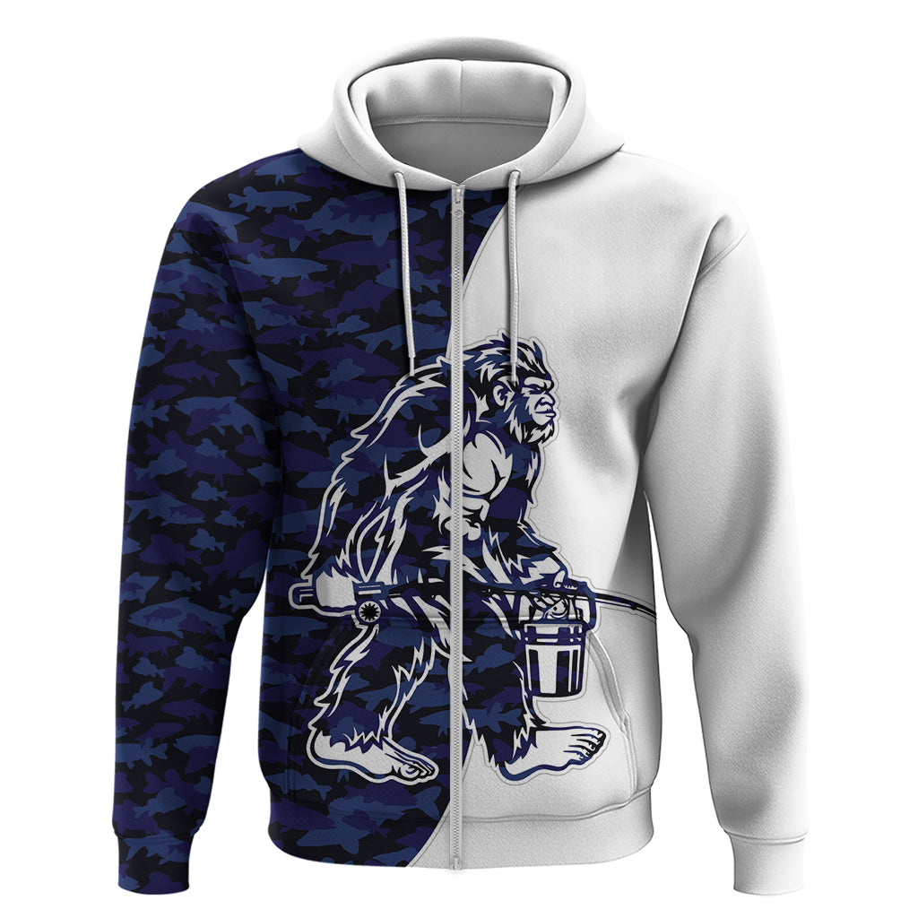 Funny Bigfoot Blue Military Texture Fish Hoodie - Wonder Print Shop